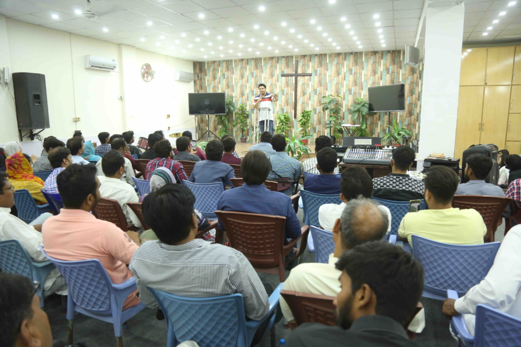 Congregation gathered at a church plant in Pakistan