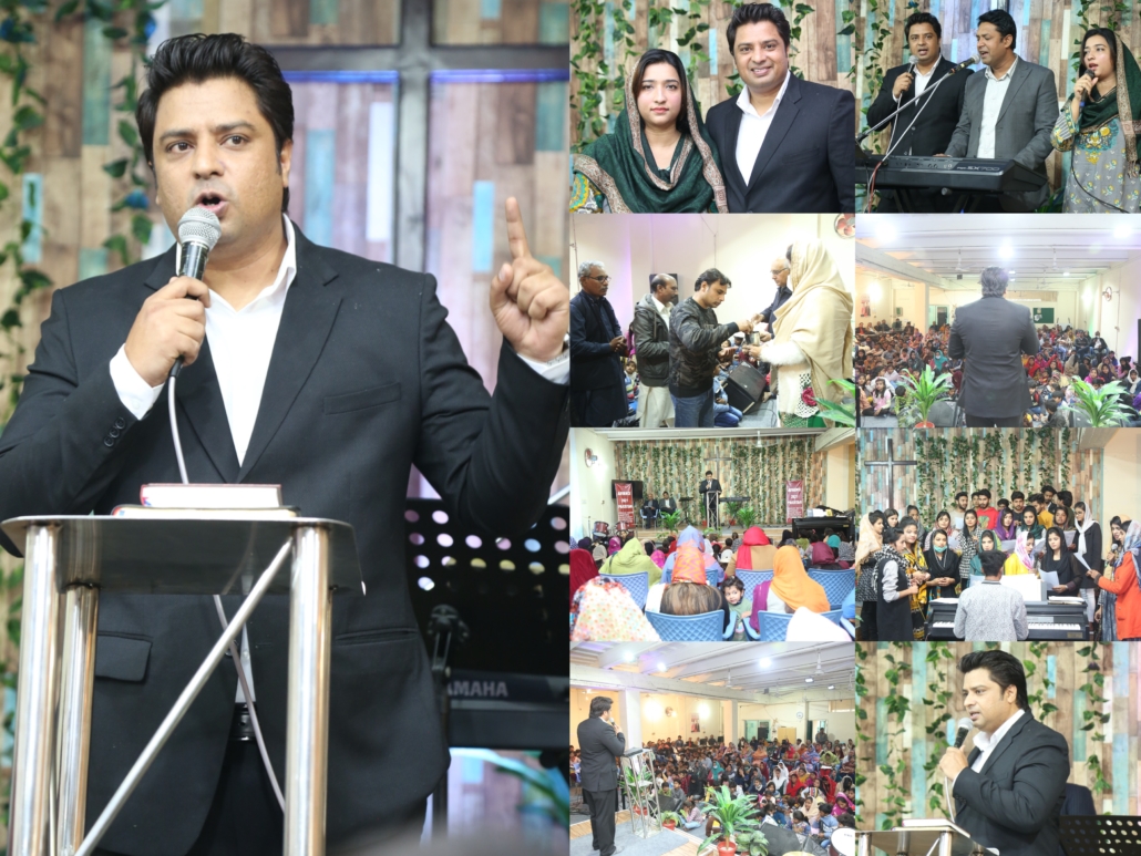 Rev. Dr. Naeem Nasir preaching at an outreach in Pakistan